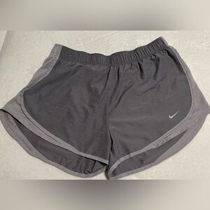Nike Women's Charcoal Dri Fit Tempo Mid-Rise Brief Lined Running Shorts